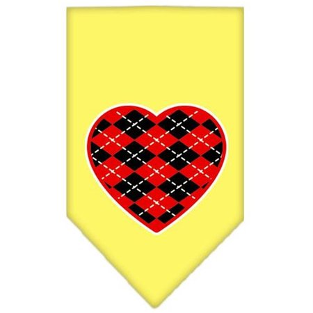 UNCONDITIONAL LOVE Argyle Heart Red Screen Print Bandana Yellow Large UN851609